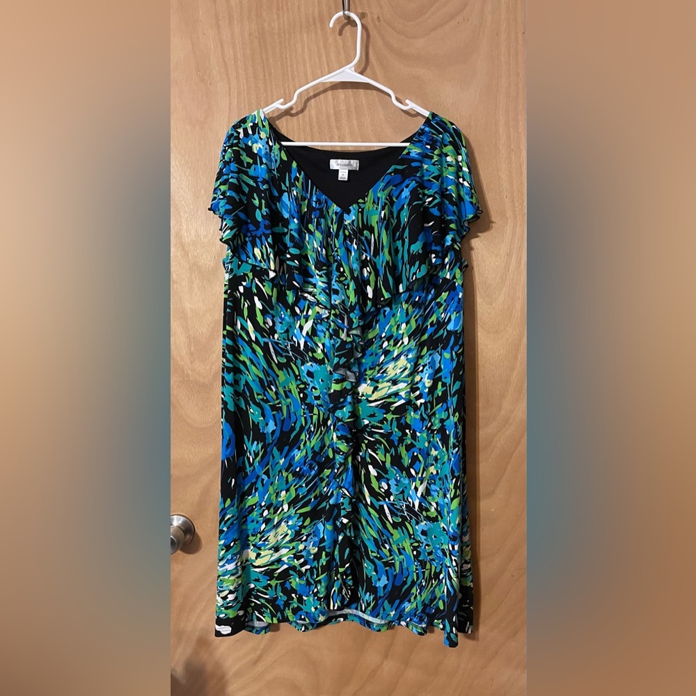 Blue and green dress